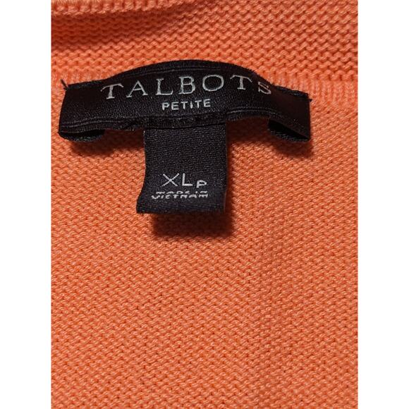Talbots Button Front Cardigan Sweater Women‎ Size PXL Orange V-Neck Knit - Picture 9 of 13